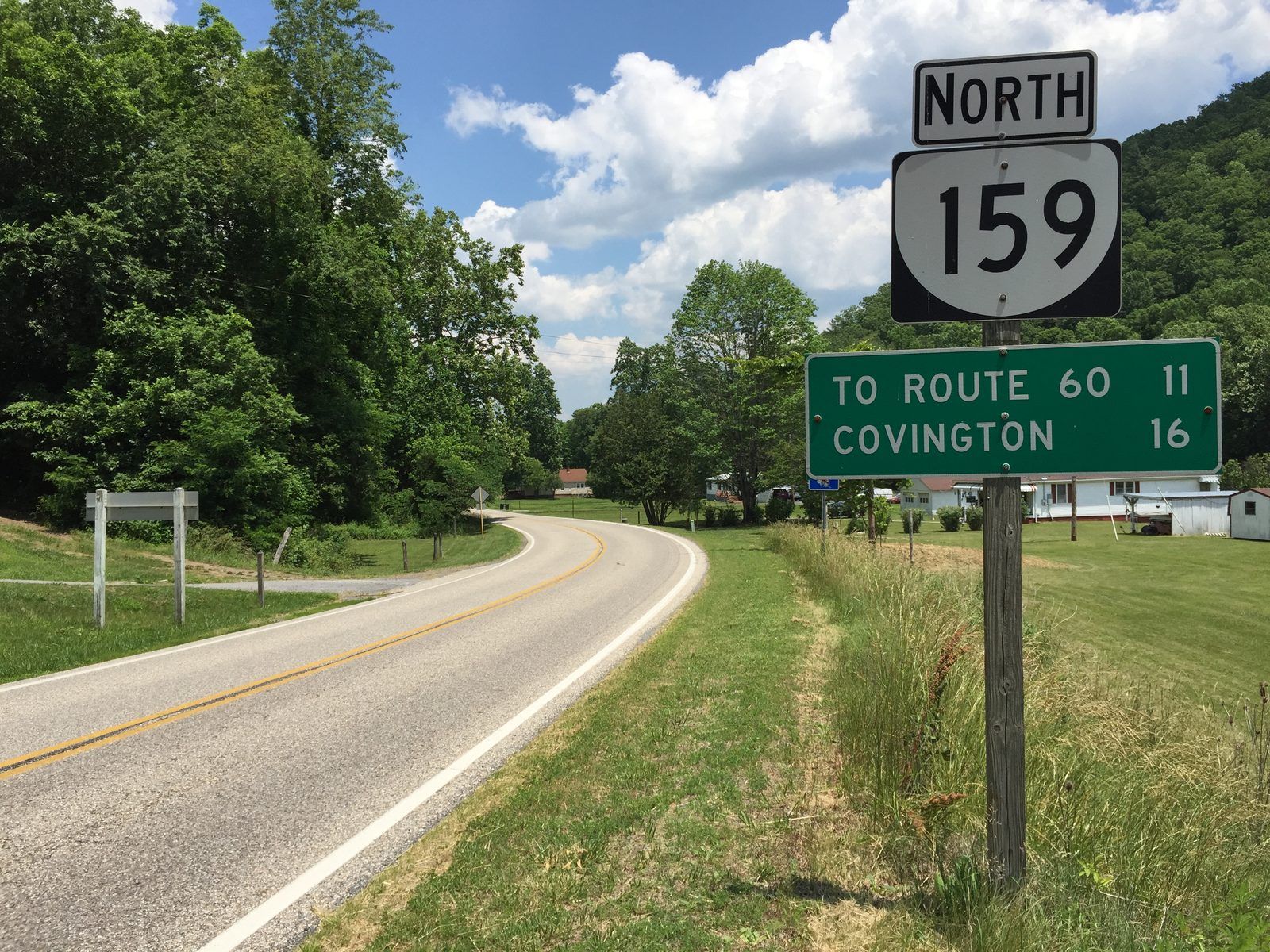 2017-06-11 13 00 39 View north along Virginia State Route 159 (Dunlap Creek Road) just north of Virginia State Route 311 (Kanawha Trail) in Crows, Alleghany County, Virginia