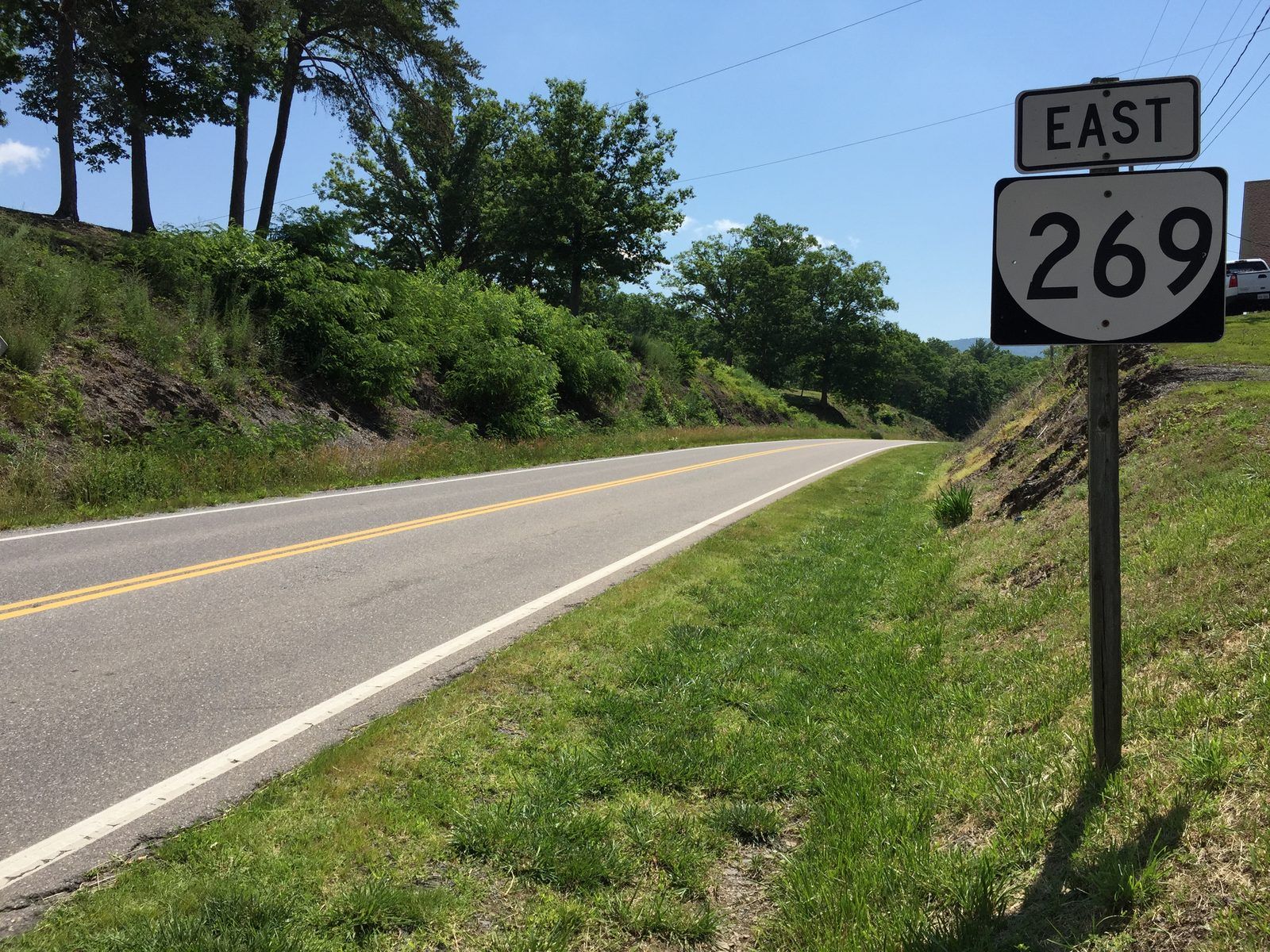 2017-06-11 11 47 57 View east along Virginia State Route 269 (Longdale Furnace Road) at Maiden Lane in eastern Alleghany County, Virginia